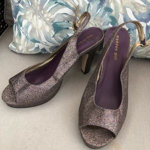 Madden Girl Sz 10 Slingback Platform Glitter Heel